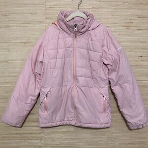 Pink & Peach Columbia Full Zip Puffer Hoodie Jacket Girl Size Medium 10/12